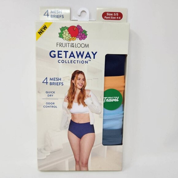 Fruit Of The Loom Womens Getaway Collection 4 Mesh Briefs Size 5/S - Picture 1 of 8